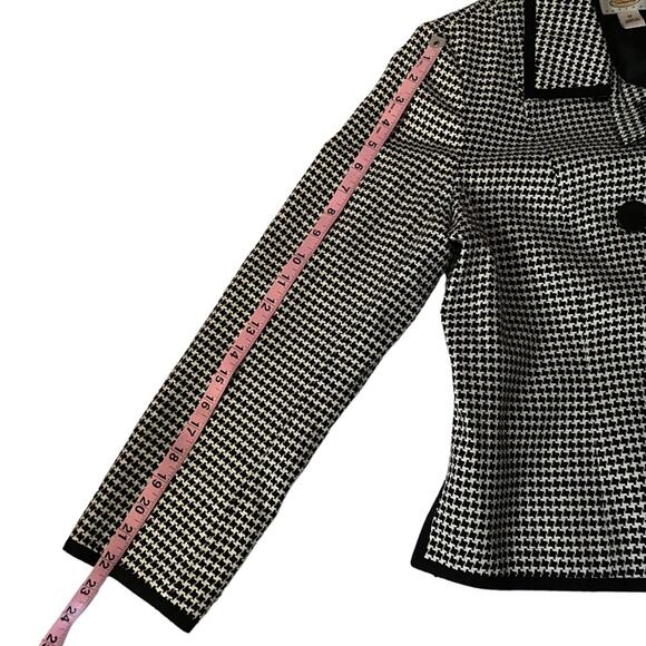 Vintage Talbots Houndstooth Plaid Blazer Black Wool Jacket 12P Preppy Academia - Picture 14 of 15